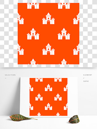 i i>童/i/i i i>话/i/i>城堡图案重复无缝在橙色的任何设计