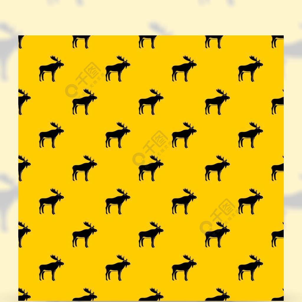 鹿图案无缝矢量重复任何设计的几何黄色鹿花纹矢量