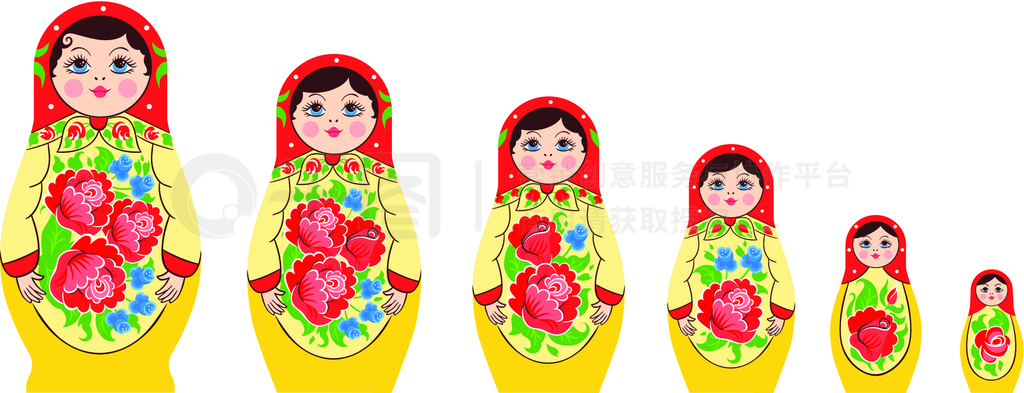 Matryoshka semyonovskayaǶżļͥײڼװСͼͬɫȾý֤Ƕ׶˹޼