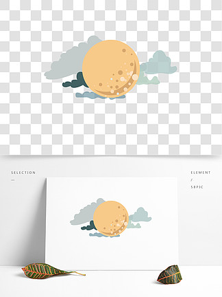 中秋节卡通可爱风格的月亮
