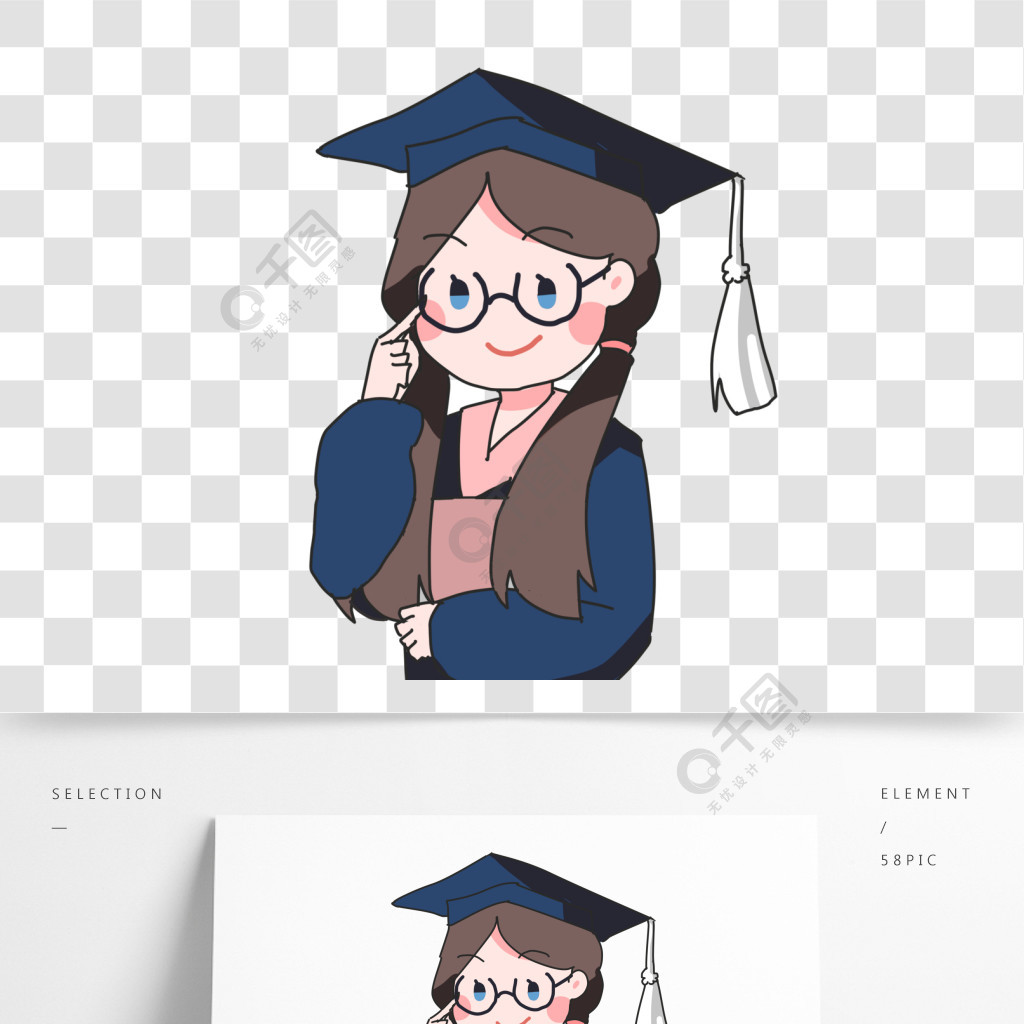 毕业季女生学士服人物