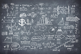 黑板黑板紋理信息圖表集合手繪涂鴉素描商業經濟金融的內容