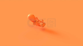 橙色未來人工智能胚胎嬰兒3D插圖3D渲染