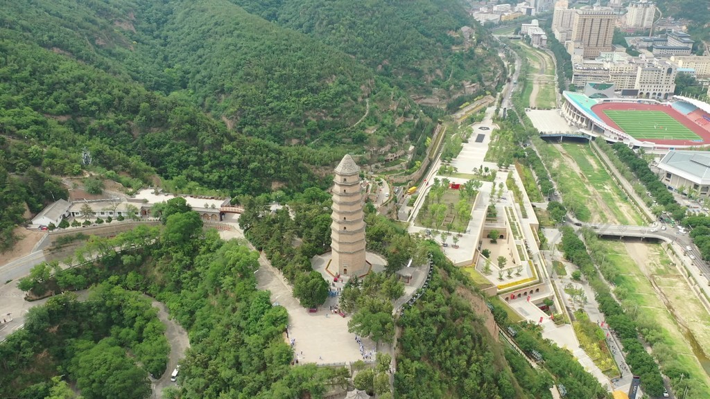 延安寶塔山公園寶塔航拍