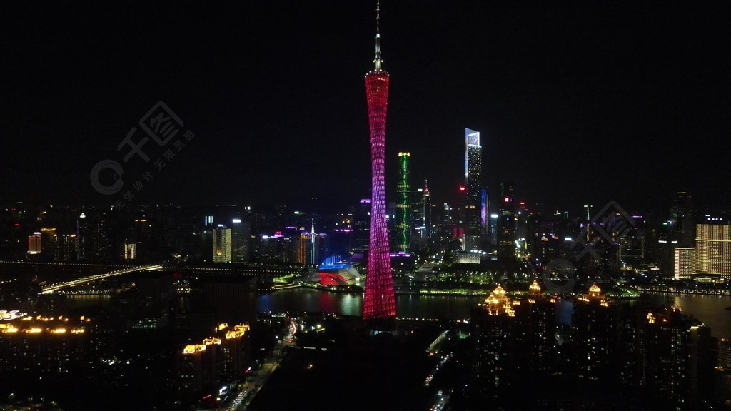 4k航拍小蠻腰廣州塔夜景11