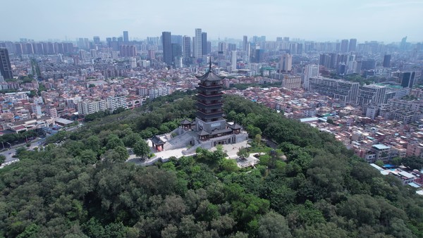 航拍佛山著名景點魁星閣佛山千燈湖景區275620原創中國風雷崗公園魁星