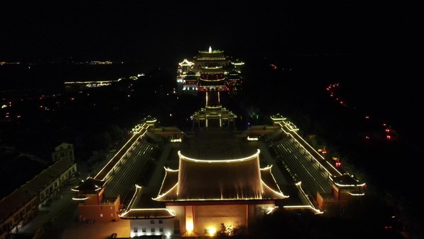 航拍莆田湄洲島 i>媽 /i> i>祖 /i> i>廟 /i>夜景6551