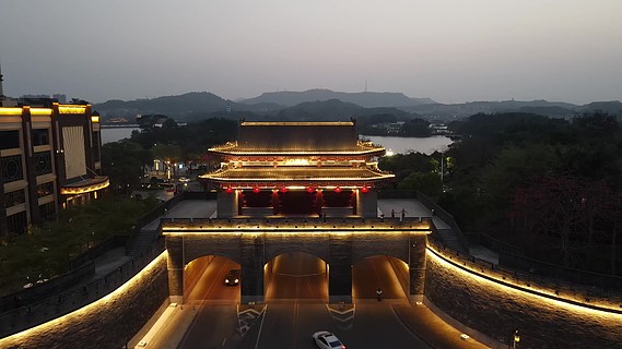 廣東惠州朝京門夜景航拍