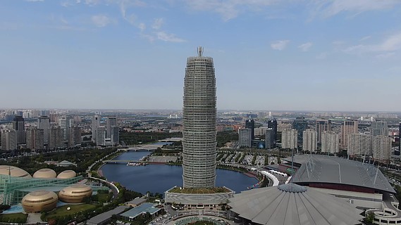 河南鄭州千禧廣場大玉米地標建築航拍城市建築鄭州千禧廣場矢量元素