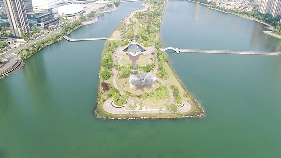 城市航拍梅溪湖节庆岛