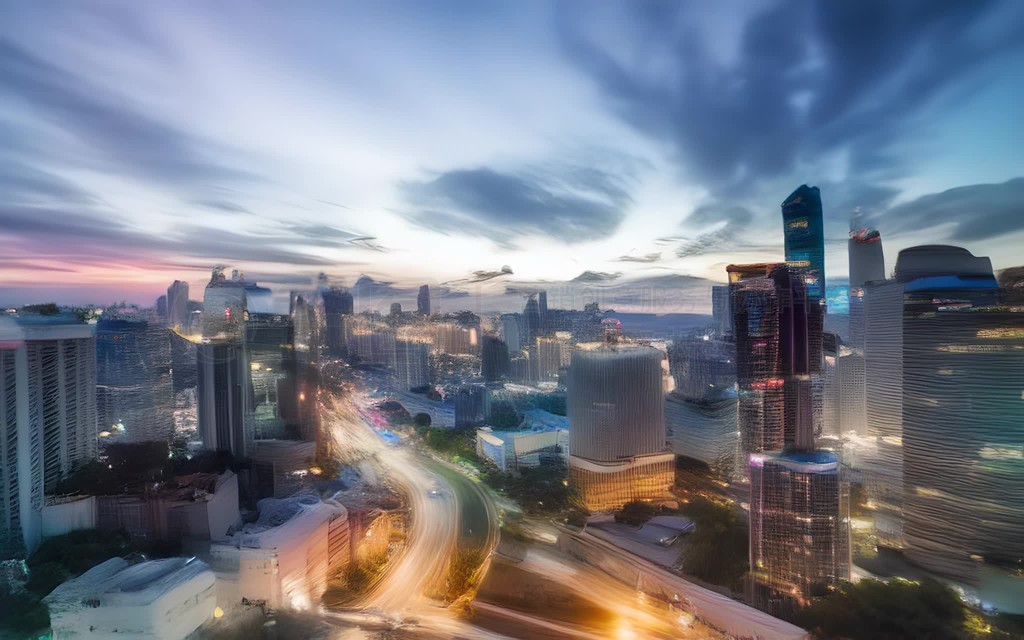 城市夜景鸟瞰航拍