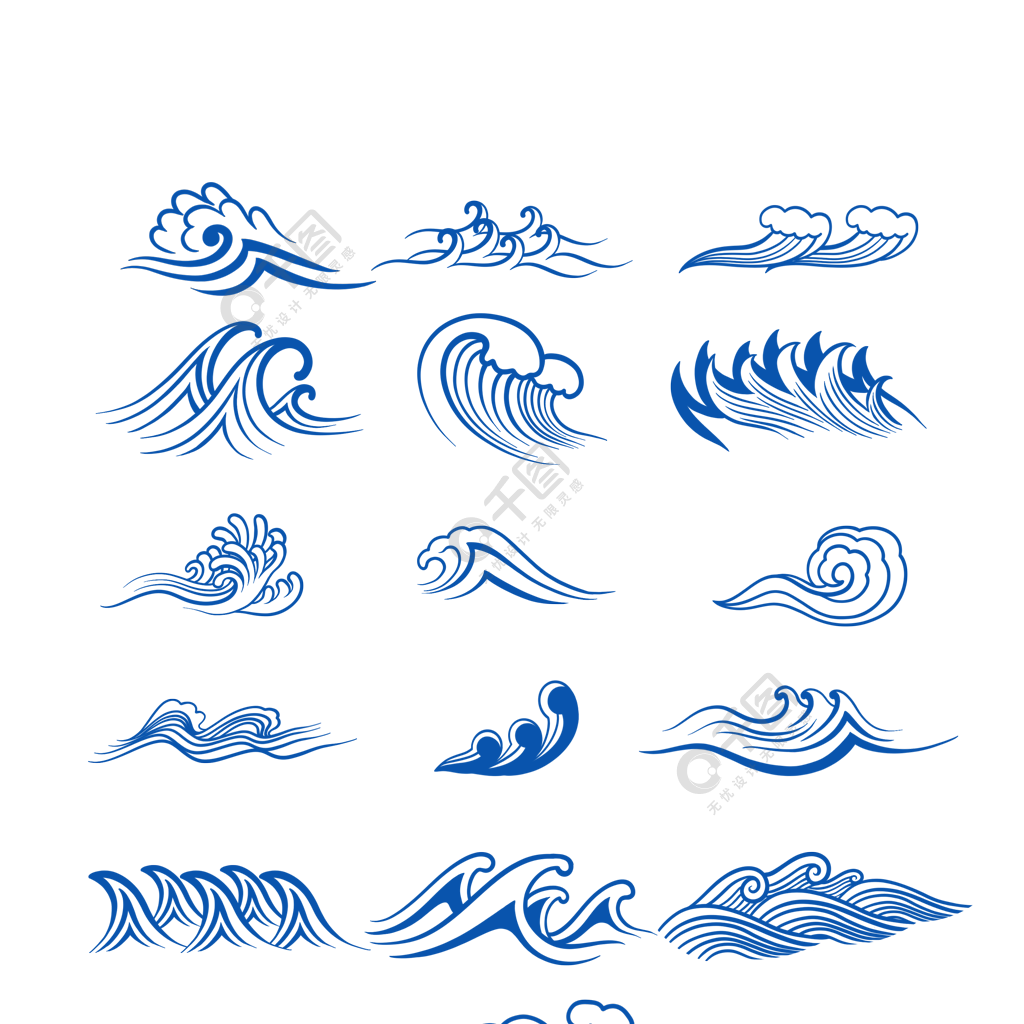傳統水波紋樣式矢量素材2年前發佈