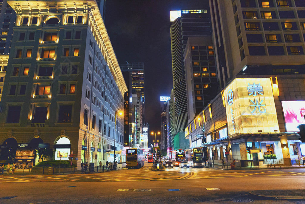 香港夜晚街景圖片