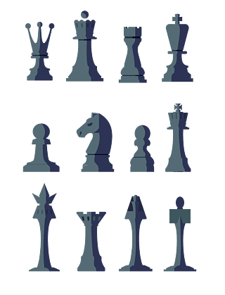 3套国际象棋矢量剪影图片