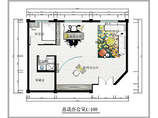 办公室彩色平面布置图图片