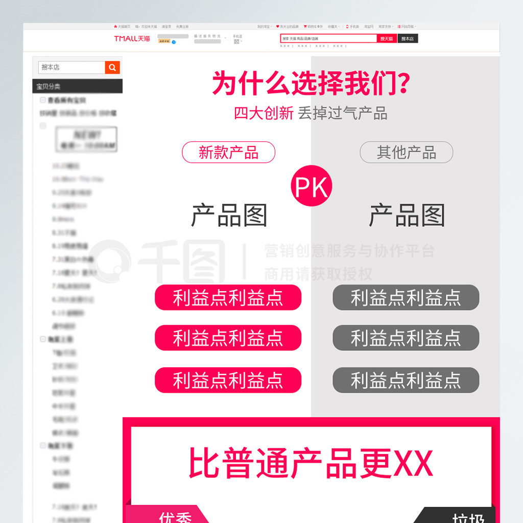 淘寶商品優勢對比圖模板免費下載_psd格式_750像素_編號14433192-千