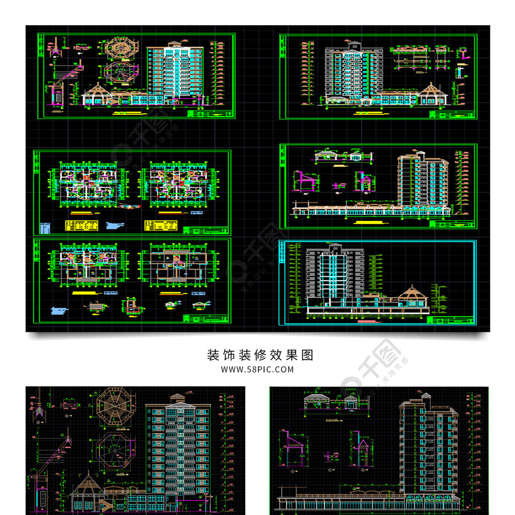 雙子塔大樓cad圖紙設計圖免費下載_324像素_dwg格式_編號17015508-千