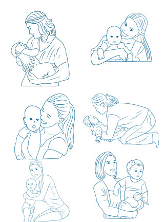 母亲怀抱婴儿简笔画图片