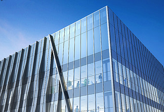 城市高楼仰视图原创标准展位效果图图片灯光效果图片企业展厅设计效果