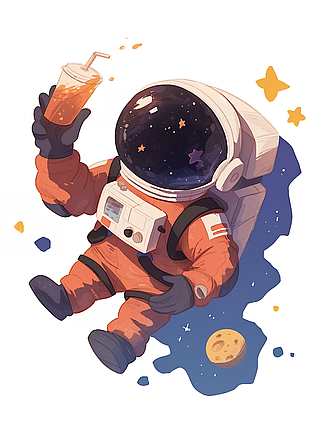 宇航员漂浮在太空中太空宇宙插画