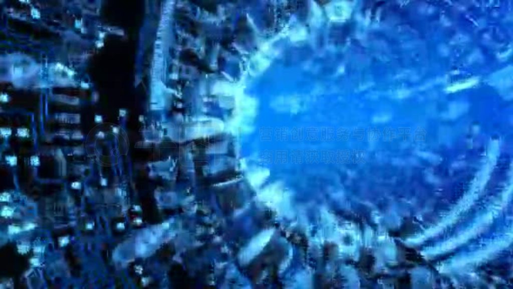 Abstract hardware tunnel made of chips and microcircuits. High technology futuristic 3d animation.