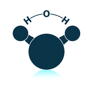 化学分子水的图标阴影反射设计矢量图