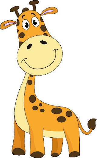 可爱的微笑橙色长颈鹿与棕色斑点,矢量图