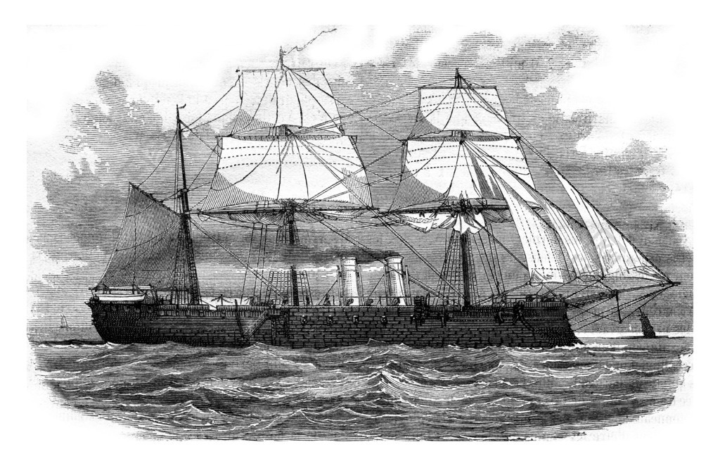 memdoohieh土耳其战舰复古雕刻插图magasinpittoresque1878年