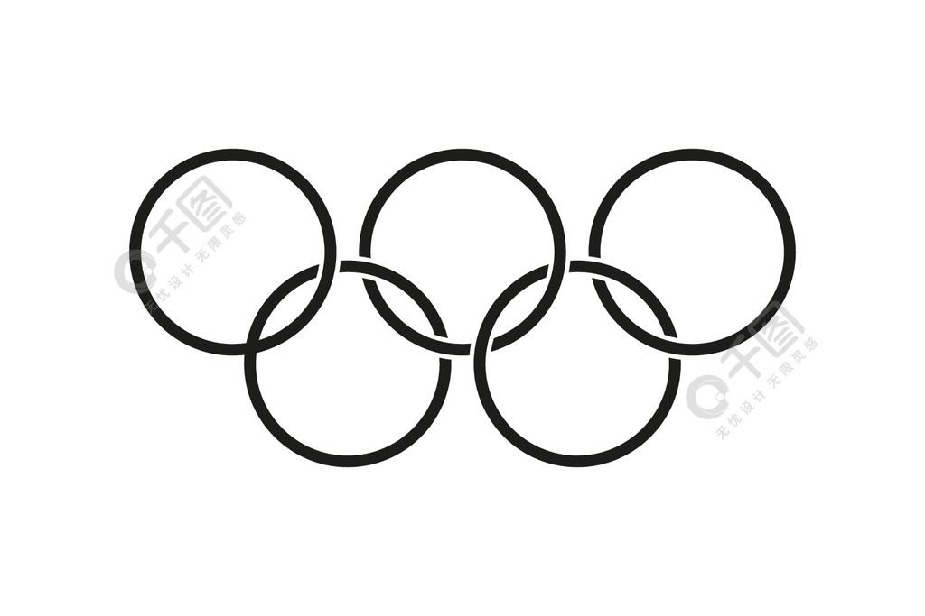 五环图标奥运会孤立的矢量符号细线与奥运会的抽象小册子最小的海报