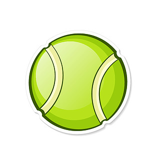 绿色网球体育器材漫画风格的卡通贴纸
