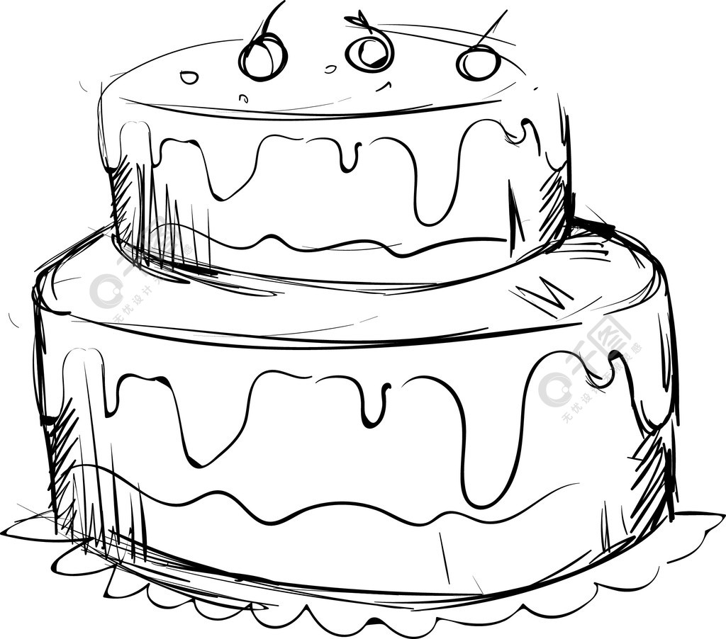 生日蛋糕的图画插图白色背景上的矢量