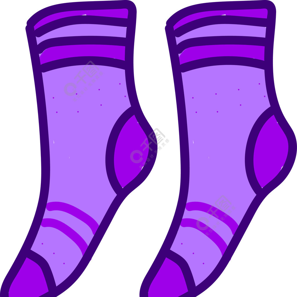 紫色袜子插图白色背景上的矢量