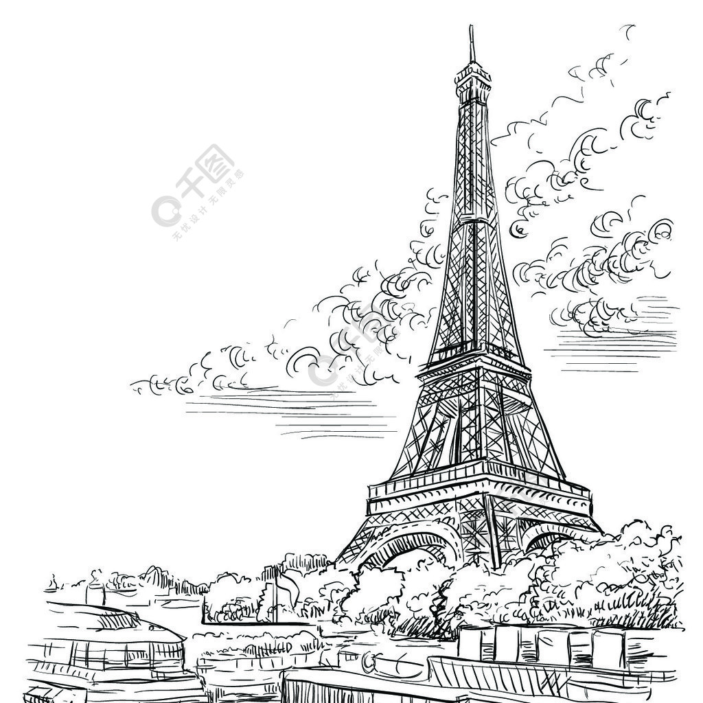 手绘巴黎铁塔图片素材-编号31324895-图行天下