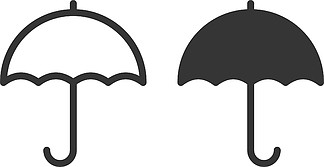 图标伞 semple 衬<i>里</i>风格季节性保护伞在白色背景上的标志。 EPS 10。图标伞样衬<i>里</i>风格季节性保护伞在白色背景上的标志。