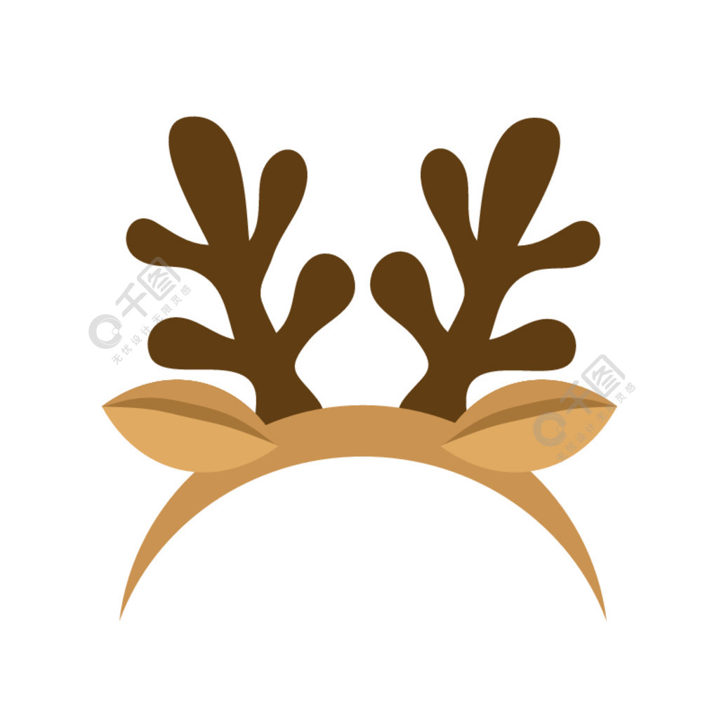 与孤立在白色背景上的驯鹿鹿角的面具圣诞节快乐矢量图