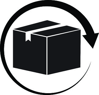 在白色背景上返回包裹图标。包裹跟<i>踪</i>符号。送货和免费退货的礼物符号。