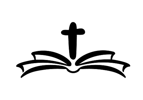 基督教标志的矢量插图与十字架和圣经的象征宗教团体