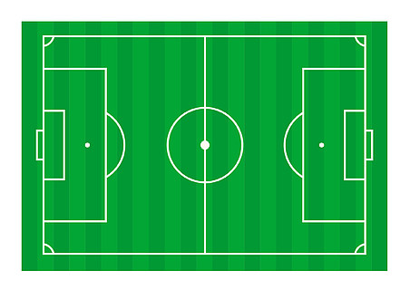 足球场示意图的矢量图解,平面样式
