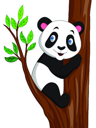 大熊猫简笔画爬树图片
