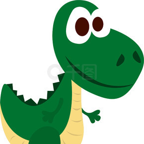 绿色可爱的恐龙,插图,白色背景上的矢量