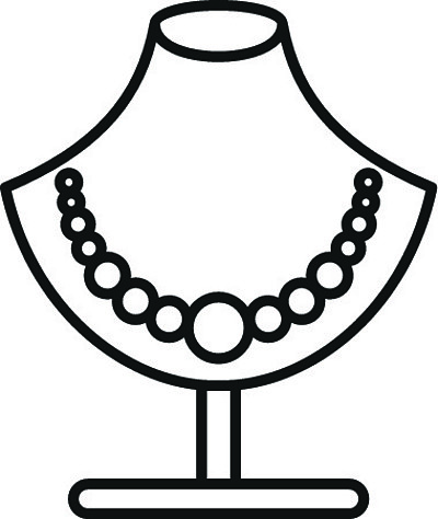 大纲珍珠项链矢量图标,用于在白色背景上隔离的网页设计