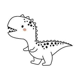 可爱的恐龙轮廓素描风格