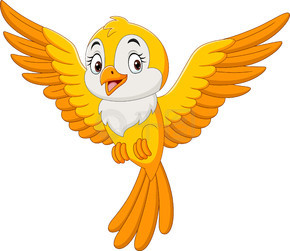 卡通可爱的黄色小鸟飞翔