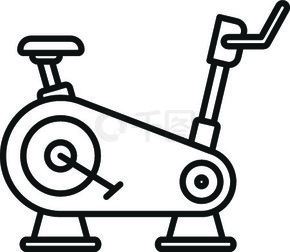 机器运动自行车图标。大纲机器运动自行车矢量图标，用于在白色背景上隔离的网页设计。机器运动自行车图标，轮廓样式