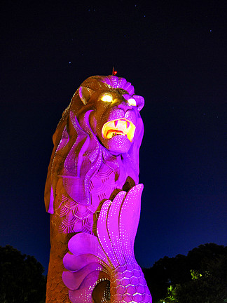 鱼尾狮,点亮,新加坡吉祥物,狮头鱼身的神话生物,新加坡圣淘沙