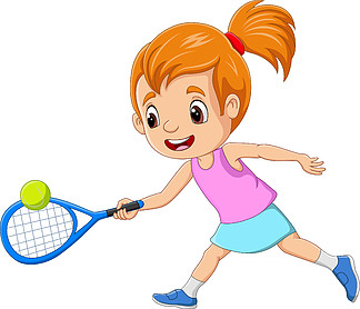 【小女孩打网球卡通】图片免费下载