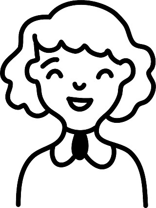 卷发短发的快乐女人,插图,白色背景上的矢量