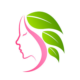 树叶中的女人脸,美容院和水疗中心的设计理念