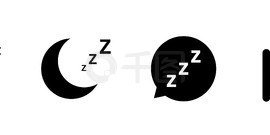 睡眠图标集合。矢量隔离元素。平面概念。睡眠、休息、梦想的概念。睡觉 zzz 迹象。股<i>票</i>向量。每股收益 10