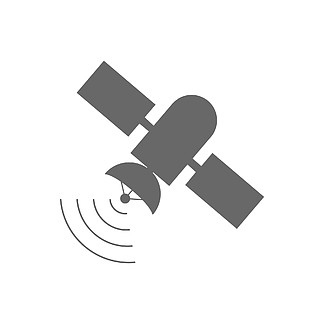 卫星发射或接收信号在白色背景上隔离的矢量图标